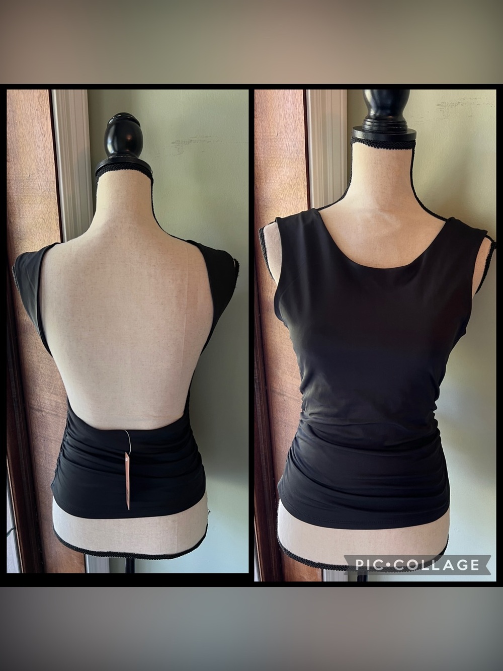 Sleek Black Women's Sleeveless Ruched Tank Top